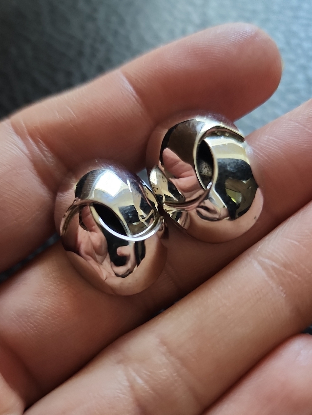 VTG Monet Silver Dome Clip Earrings - Silver